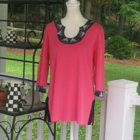 Ming Wang pullover 3/4 sleeve sweater top shirt Medium luxury style clothing - Picture 2 of 4